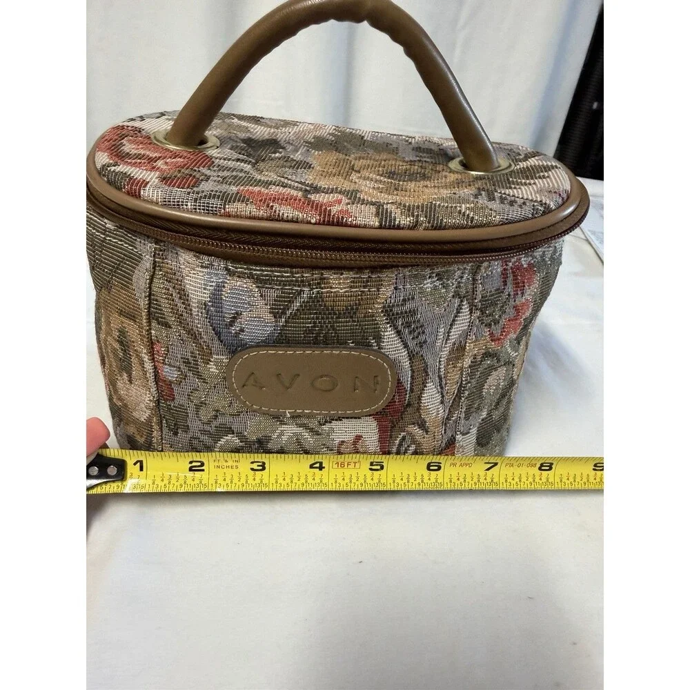 VTG Avon Floral Tapestry Cosmetic Bag Toiletries Travel Case Zip Closure